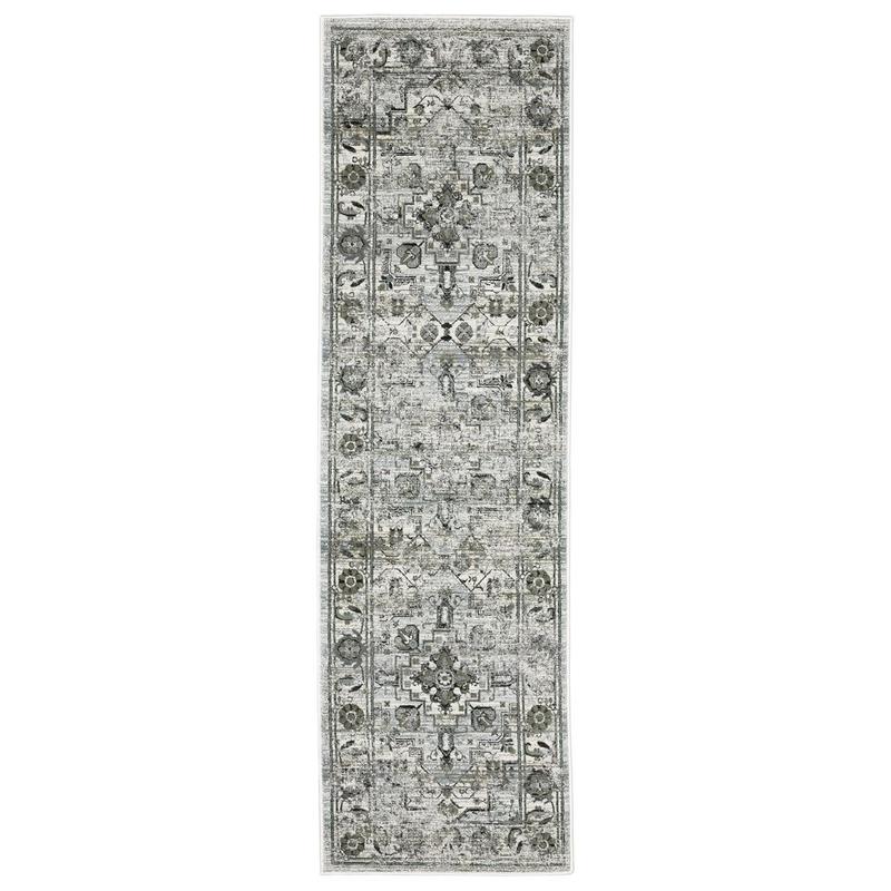 Gemini 020Z2 Grey/ Blue Indoor Area Rug - 2'3" x 7'6"