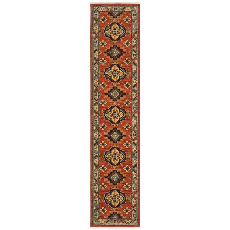 Lilihan 5504P Red/ Multi Indoor Area Rug - 2'6" x 12'