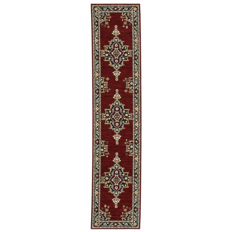 Lilihan 092R6 Red/ Black Indoor Area Rug - 2'6" x 12'