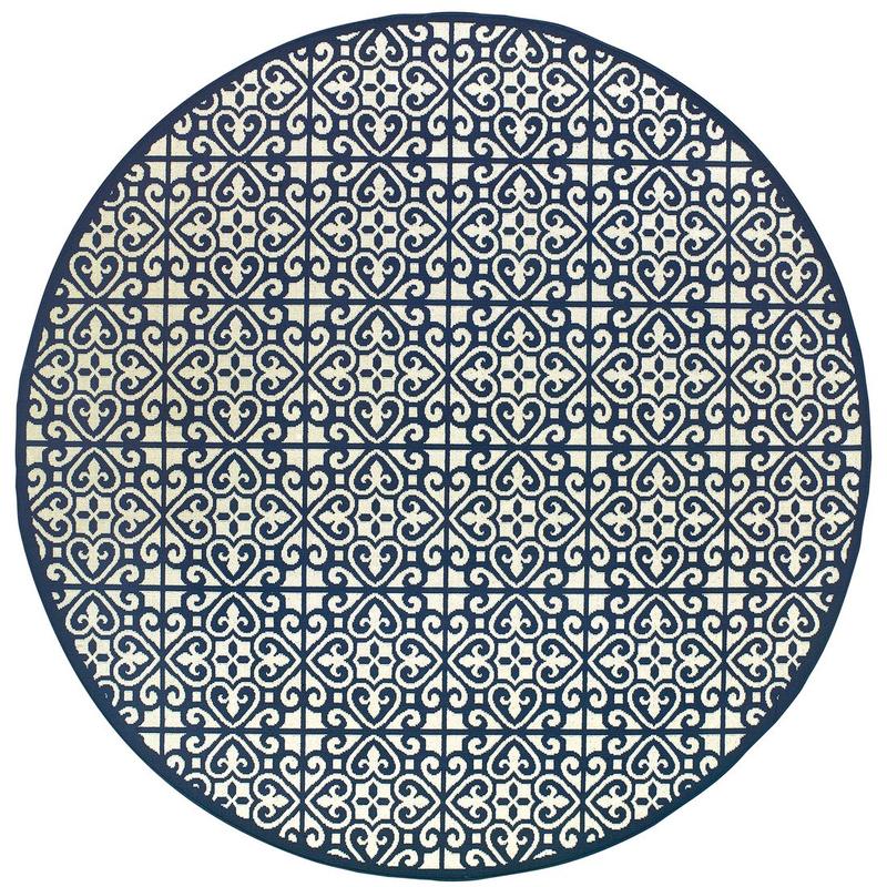Marina 5927B Ivory/ Navy Indoor/Outdoor Area Rug