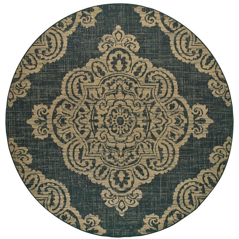 Marina 5929K Black/ Tan Indoor/Outdoor Area Rug