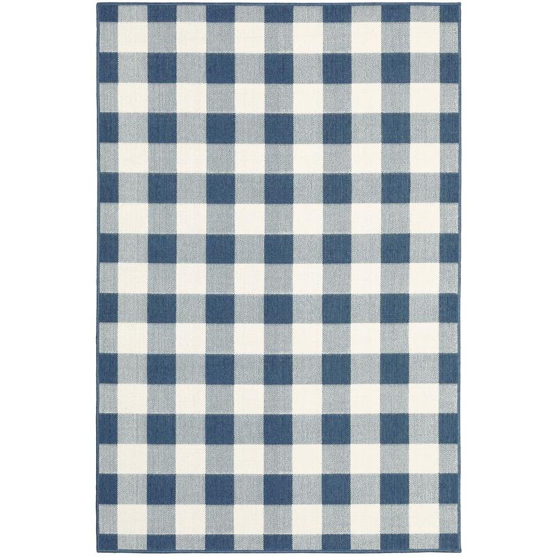 Meridian 2598V Blue/ Ivory Indoor/Outdoor Area Rug - 1'10" x 2'10"