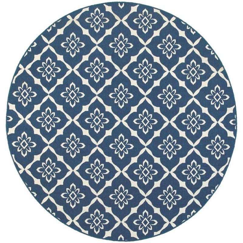 Meridian 5703B Navy/ Ivory Indoor/Outdoor Area Rug