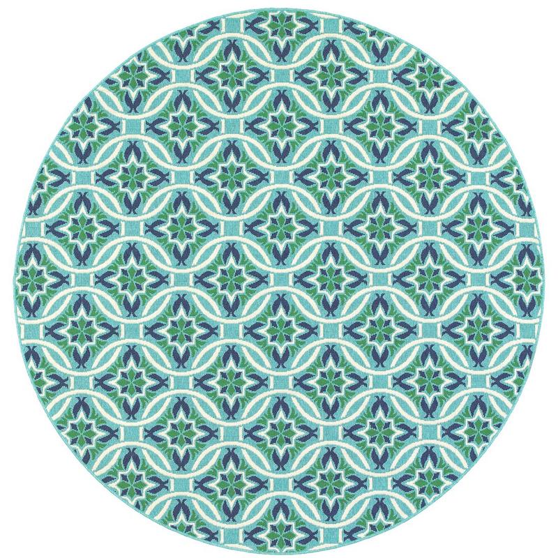 Meridian 5868L Blue/ Green Indoor/Outdoor Area Rug
