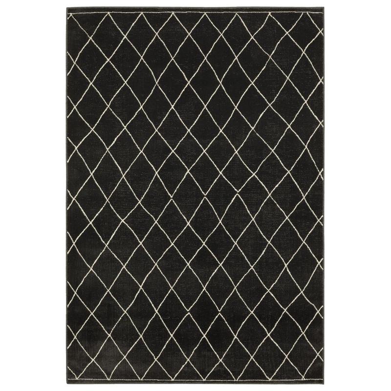 Raylan RAY12 Charcocal/Ivory Indoor Area Rug - 2'3" x 7'6"