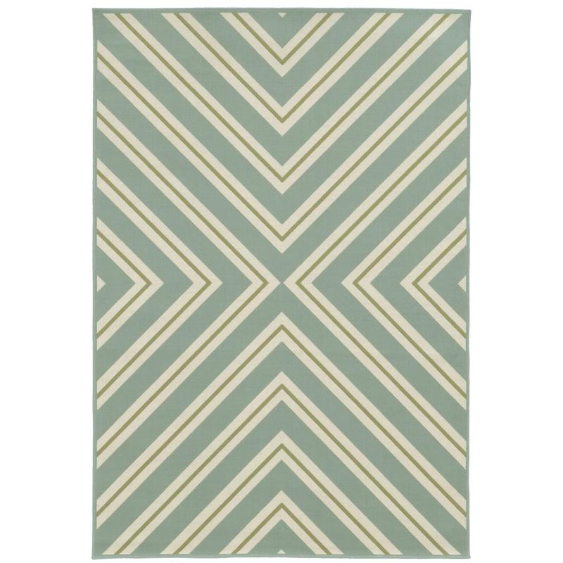 Riviera 4589A Blue/ Ivory Indoor/Outdoor Area Rug - 8'6" x 13'