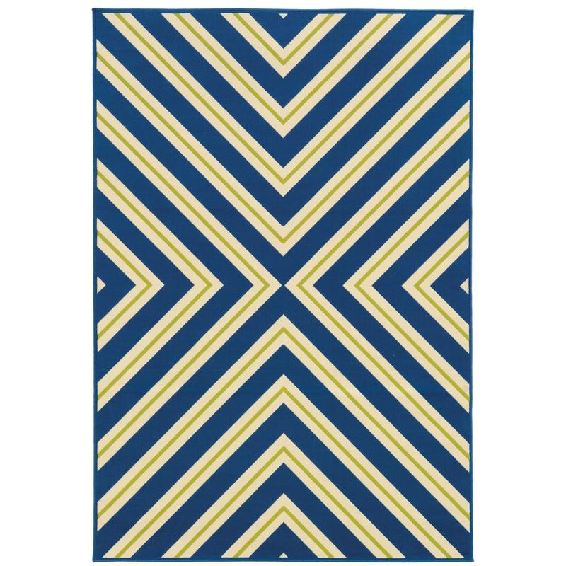Riviera 4589L Blue/ Ivory Indoor/Outdoor Area Rug - 8'6" x 13'