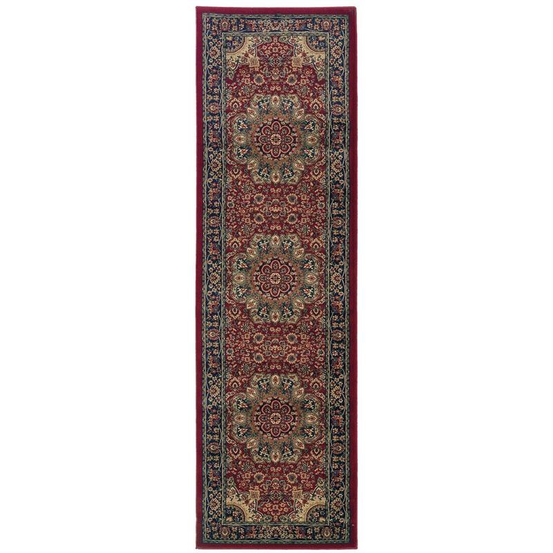 Ariana 116R3 Red/ Blue Indoor Area Rug - 2'3" x 7'9"