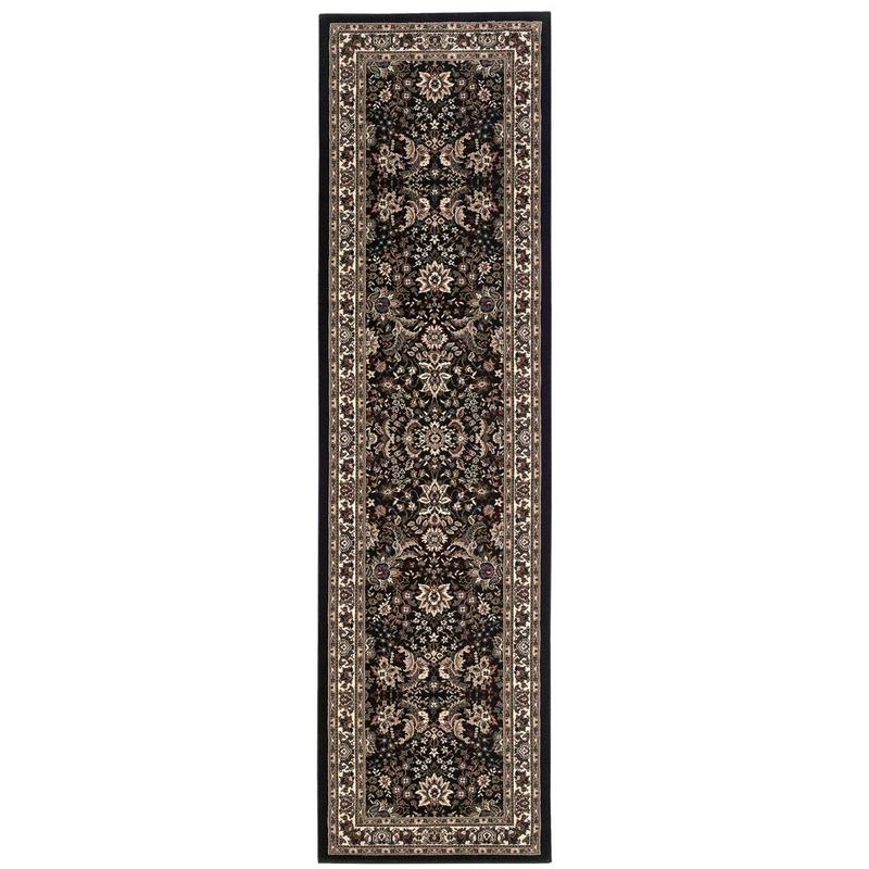 Ariana 213K8 Black/ Ivory Indoor Area Rug - 2'3" x 7'9"