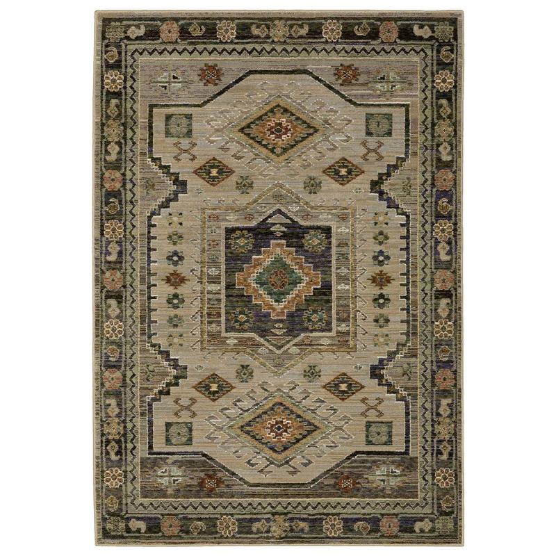 Andorra 2442D Grey/ Green Indoor Area Rug - 7'10" x 10'10"