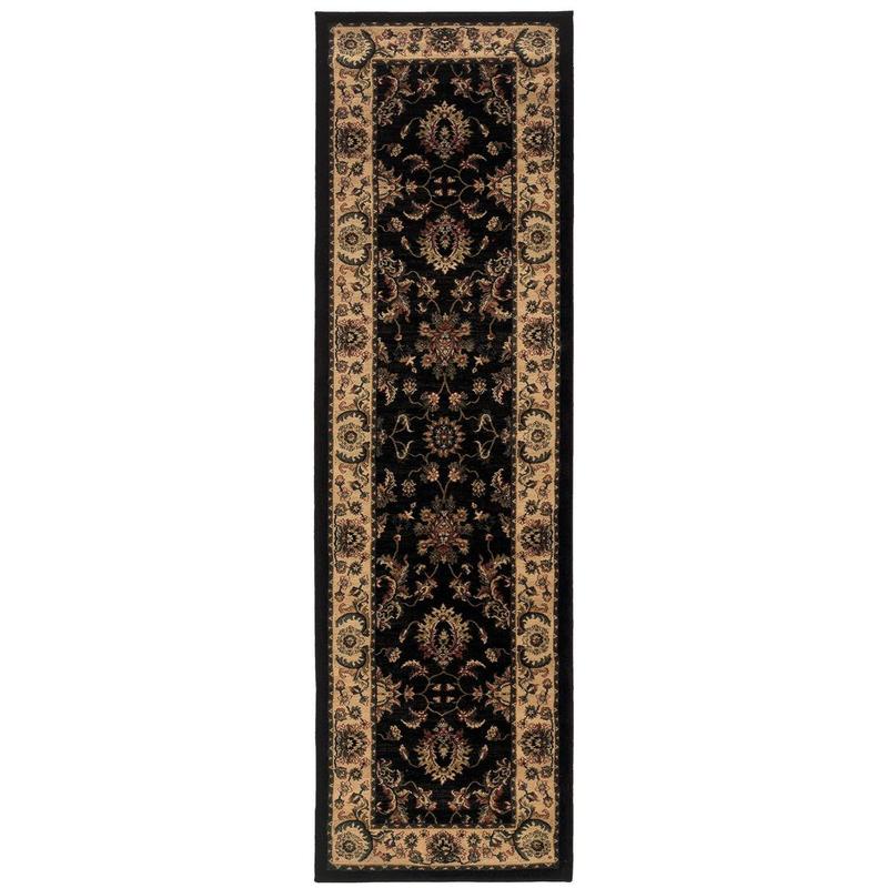 Ariana 311K3 Black/ Ivory Indoor Area Rug - 2'3" x 7'9"