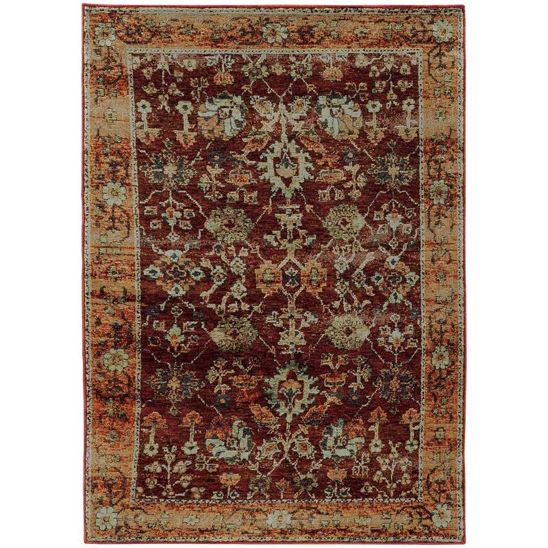 Andorra 7154A Red/ Gold Indoor Area Rug - 3'3" x 5'2"