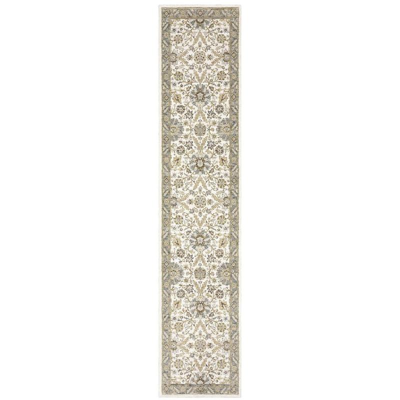 Andorra 8918I Stone/ Ivory Indoor Area Rug - 2'6" x 12'