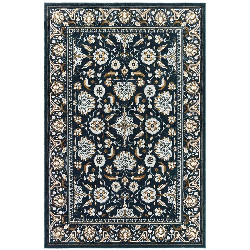 Bowen 534L2 Navy/ Gold Indoor Area Rug - 9'10" x 12'10"