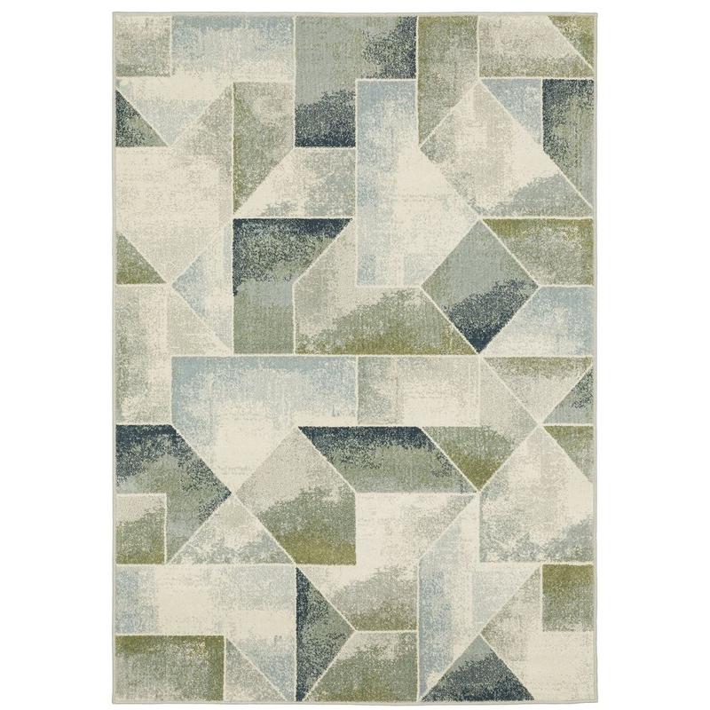 Branson BR10A Blue/ Green Indoor Area Rug - 5'3" x 7'3"