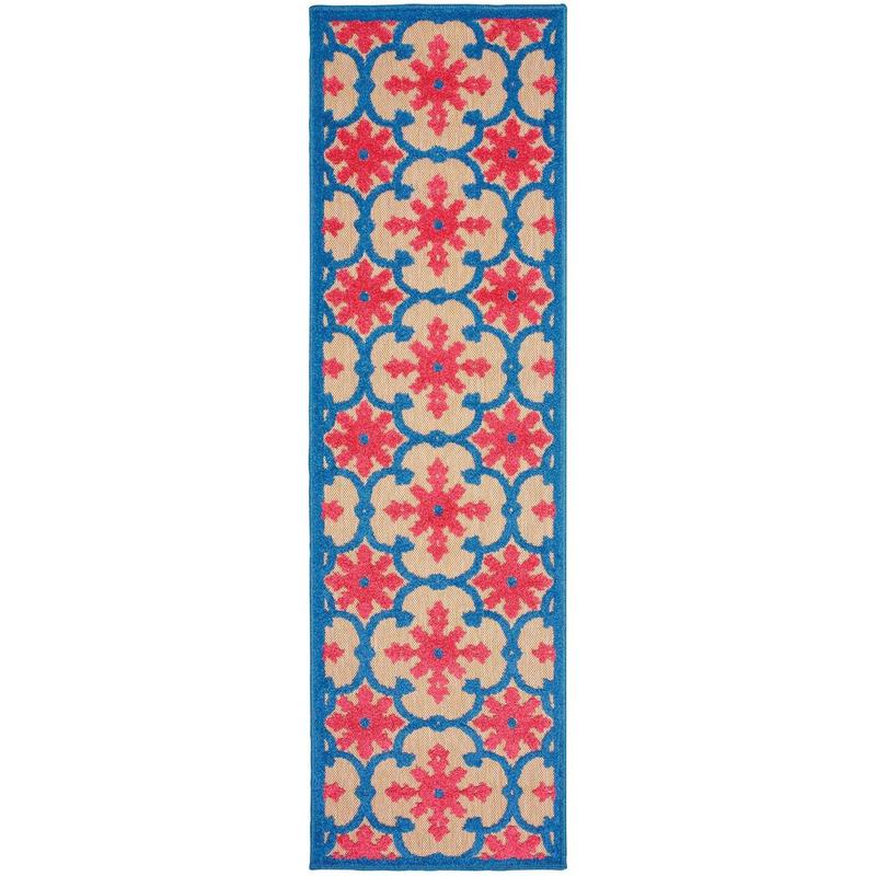 Cayman 190L9 Pink/ Blue Indoor/Outdoor Area Rug - 2'3" x 7'6"