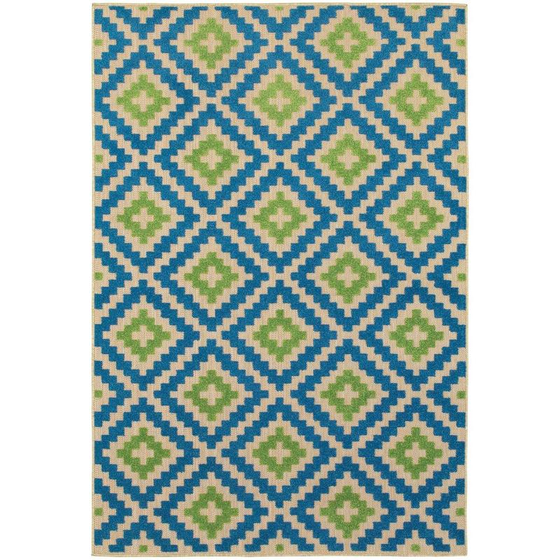 Cayman 2063Z Blue/ Green Indoor/Outdoor Area Rug - 1'10" x 3'3"