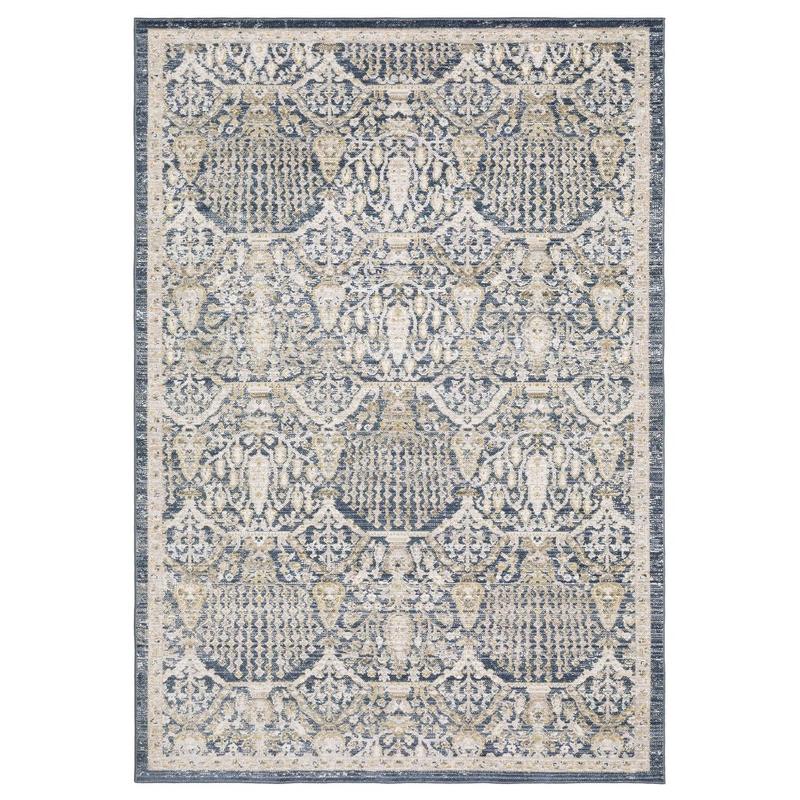 Cavett CAV06 Navy/ Gold Indoor Area Rug - 5'3" x 7'6"
