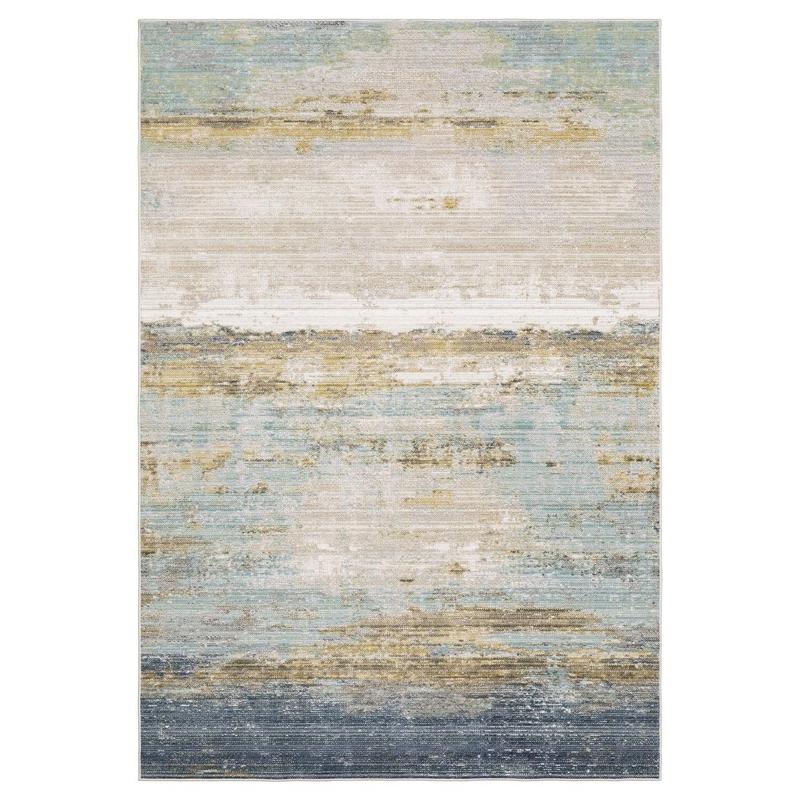 Cavett CAV09 Blue/ Beige Indoor Area Rug - 5'3" x 7'6"