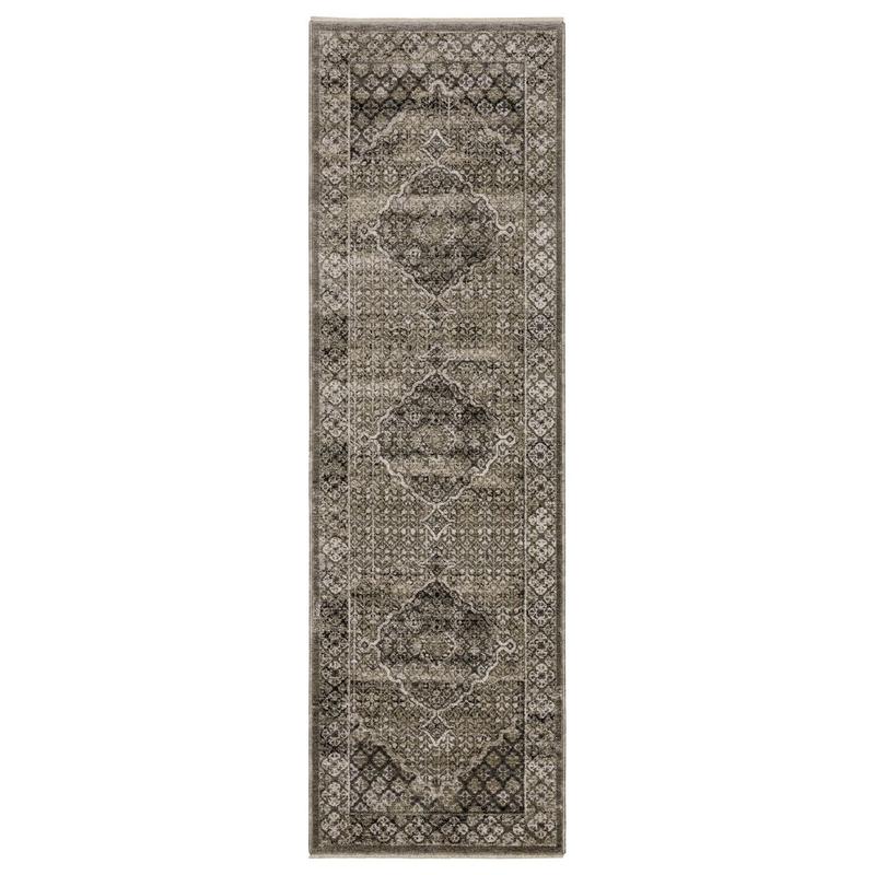 Chamberlain CH02D Grey/ Beige Indoor Area Rug - 2'3" x 7'6"