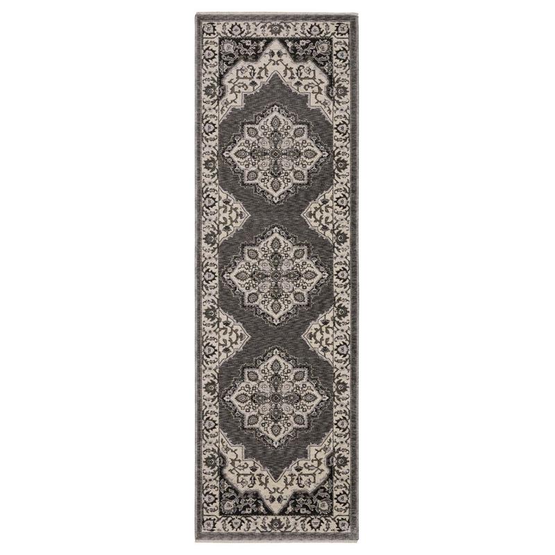 Chamberlain CH05A Grey/ Beige Indoor Area Rug - 2'3" x 7'6"