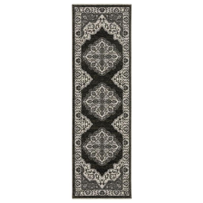 Chamberlain CH05C Charcoal/ Ivory Indoor Area Rug - 2'3" x 7'6"