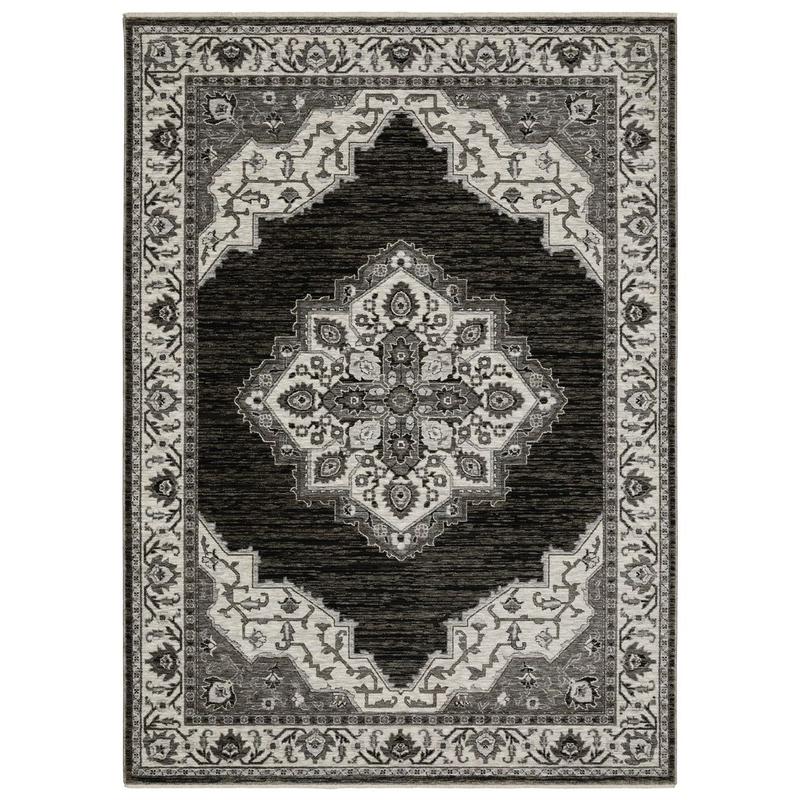 Chamberlain CH05C Charcoal/ Ivory Indoor Area Rug - 3'3" x 5'