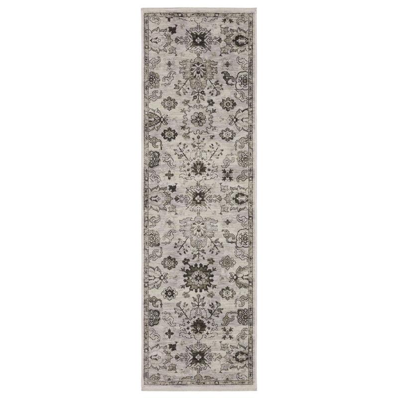 Chamberlain CH06B Ivory/ Grey Indoor Area Rug - 2'3" x 7'6"