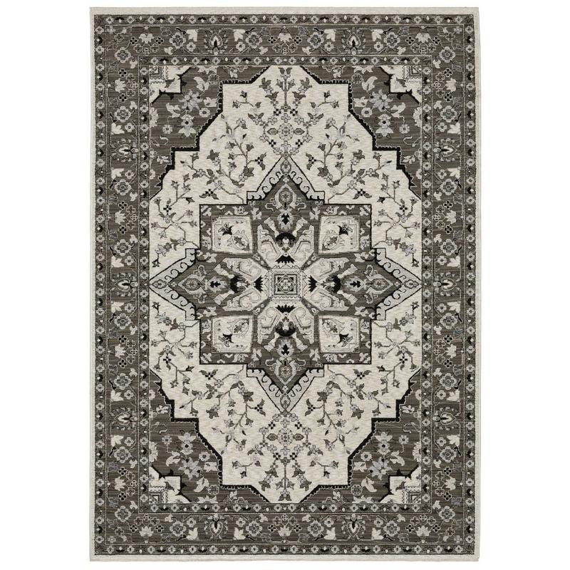 Chamberlain CH09A Ivory/ Grey Indoor Area Rug - 5'3" x 7'6"