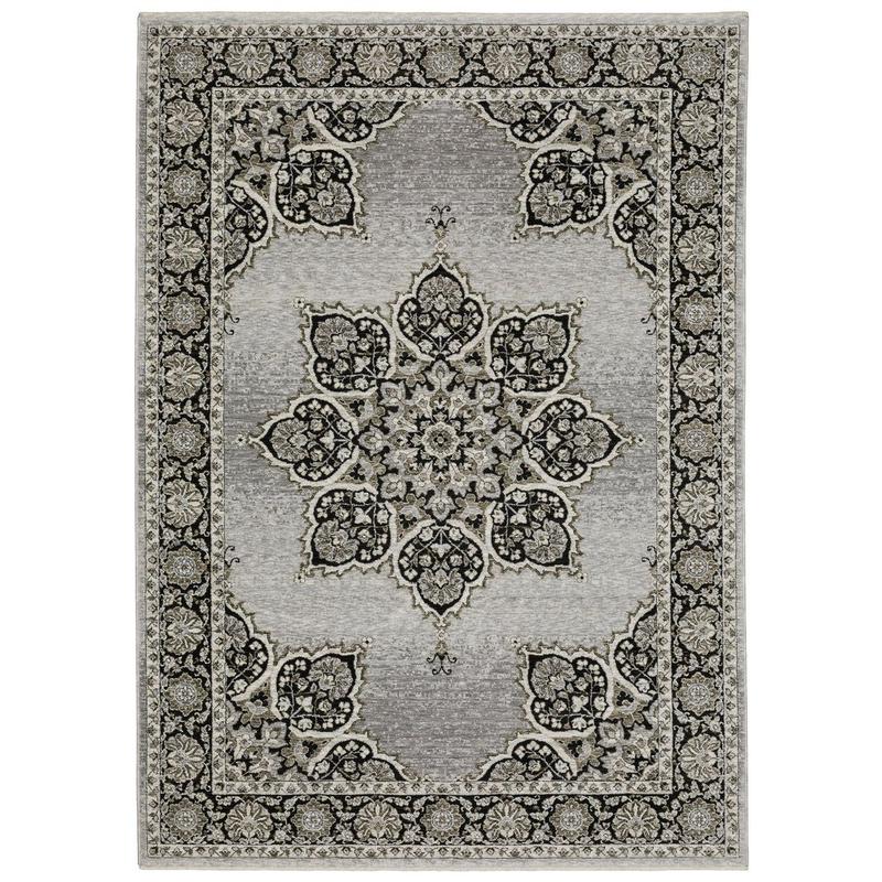 Chamberlain CH11L Grey/ Black Indoor Area Rug - 6'7" x 9'6"
