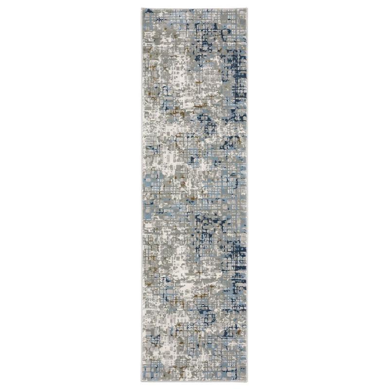 Easton 011E3 Blue/ Ivory Indoor Area Rug - 2'3" x 7'6"