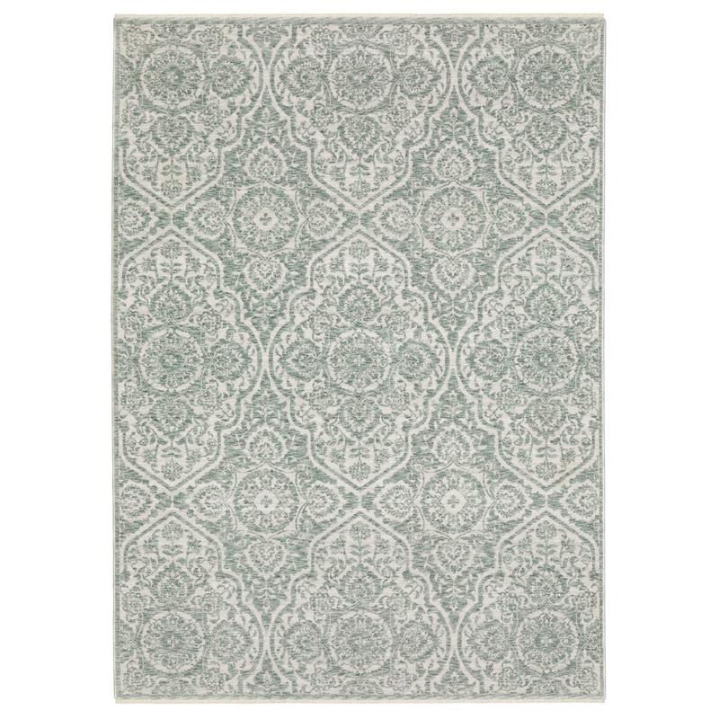 Echo ECH02 Teal/ Ivory Indoor Area Rug - 3'3" x 5'