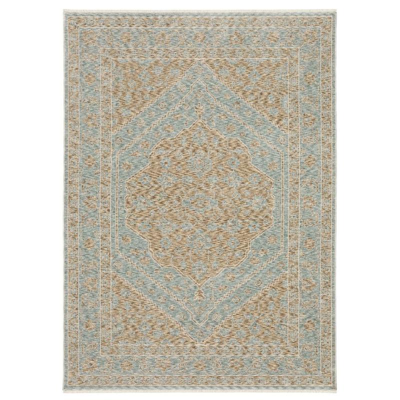 Echo ECH03 Brown/ Pale Blue Indoor Area Rug - 3'3" x 5'