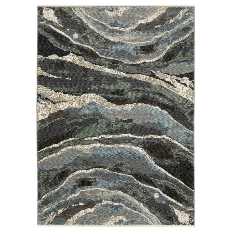 Echo ECH12 Blue/ Green Indoor Area Rug - 3'3" x 5'