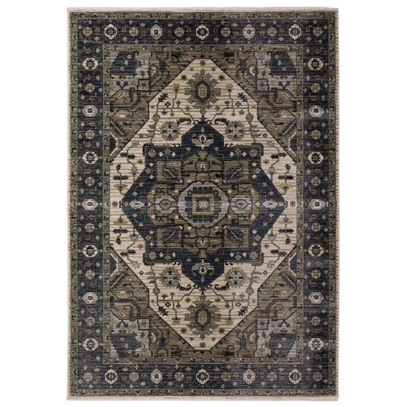 Eliana ELI05 Blue/ Brown Indoor Area Rug - 3'3" x 5'