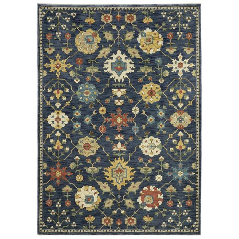 Francesca FR02L Blue/ Gold Indoor Area Rug - 6'7" x 9'6"