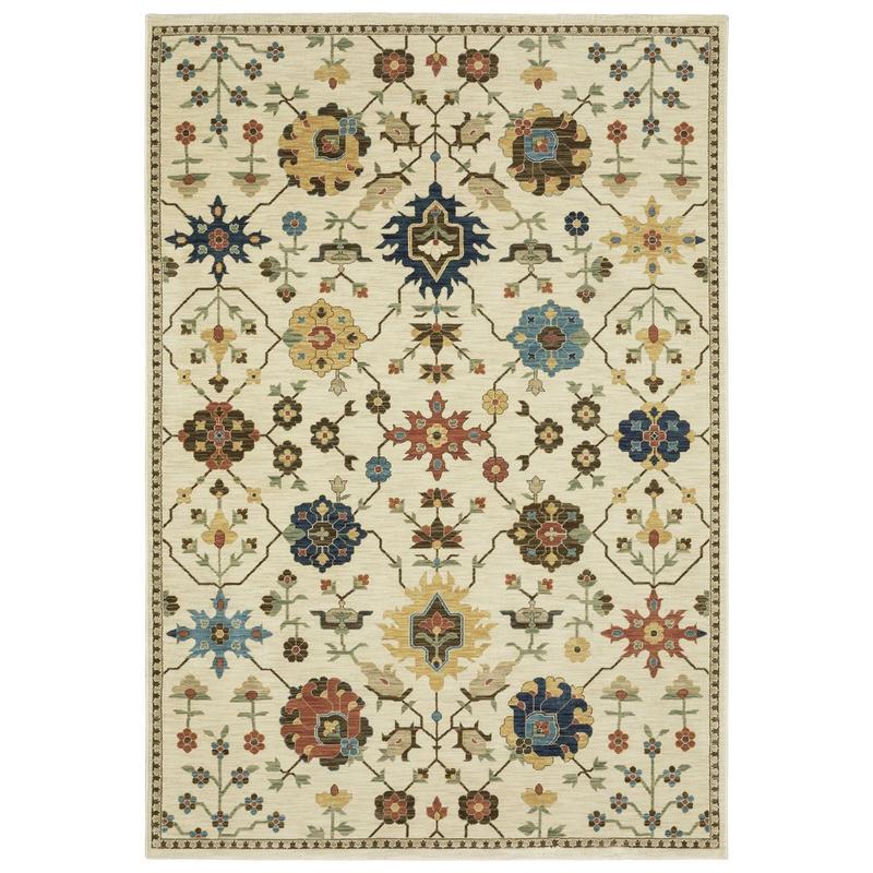 Francesca FR02M Ivory/ Gold Indoor Area Rug - 6'7" x 9'6"