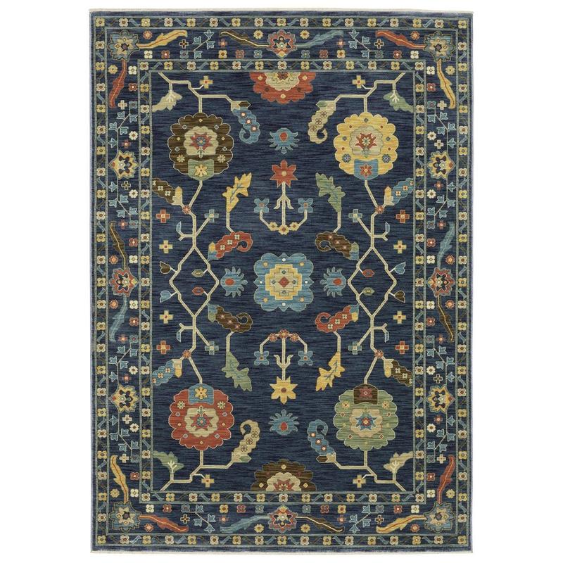 Francesca FR03F Blue/ Gold Indoor Area Rug - 3'3" x 5'