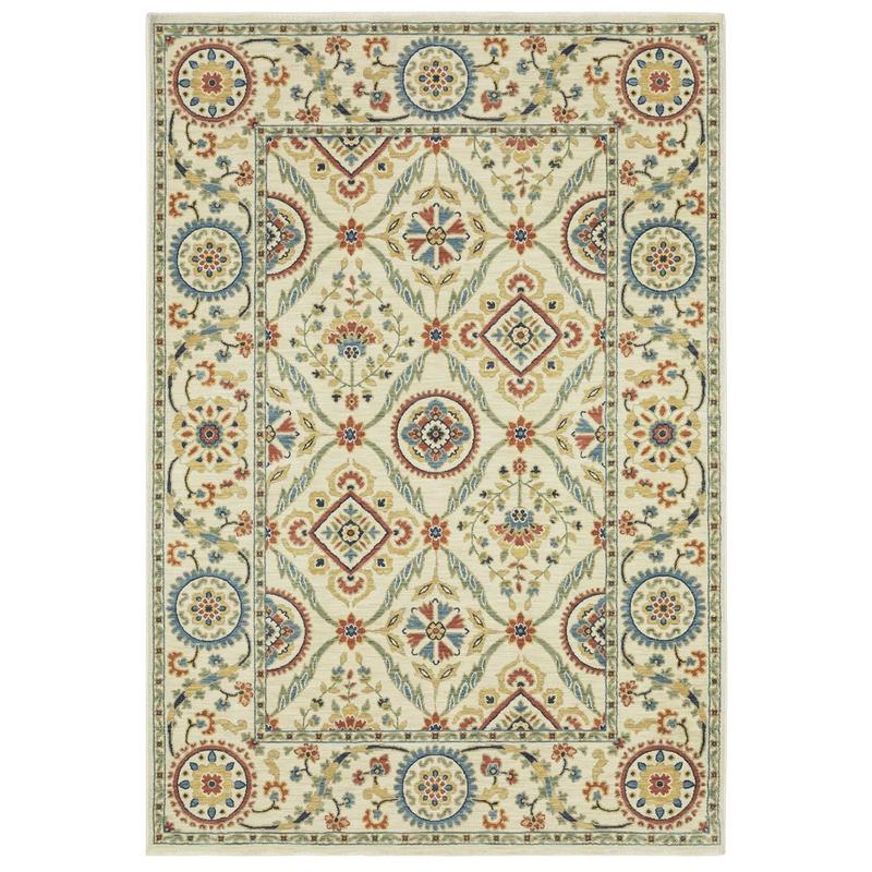 Francesca FR07A Ivory/ Multi Indoor Area Rug - 6'7" x 9'6"