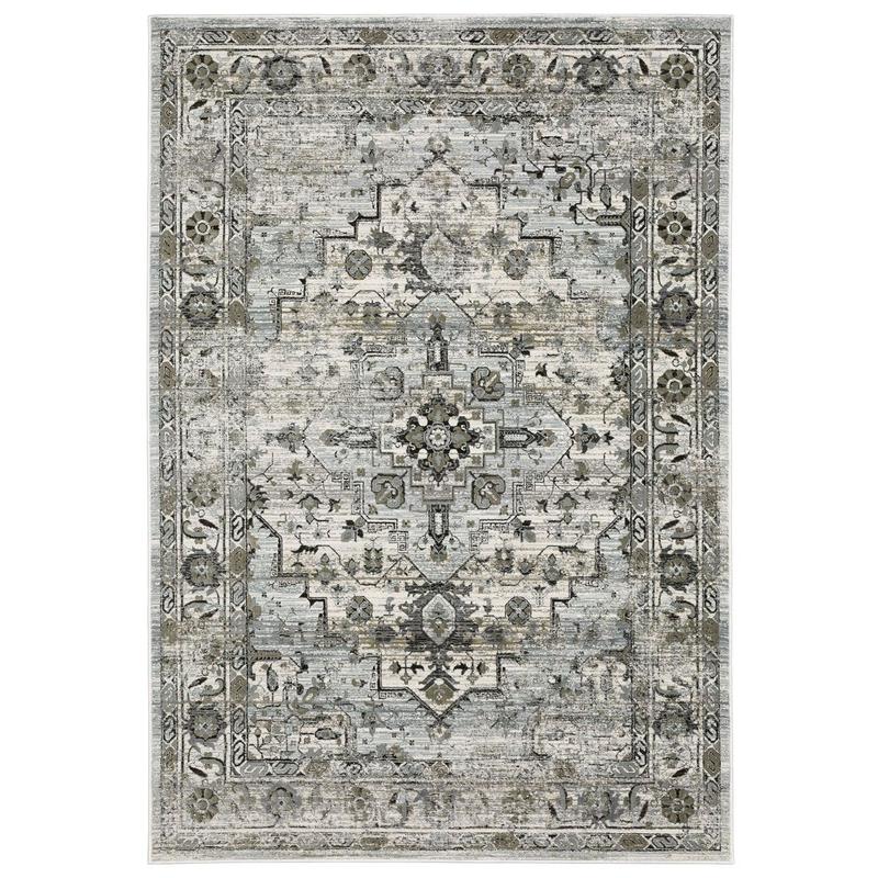 Gemini 020Z2 Grey/ Blue Indoor Area Rug - 7'10" x 10'10"