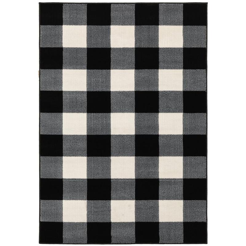 Georgia 678D0 Black/ Ivory Indoor Area Rug - 9'10" x 12'10"