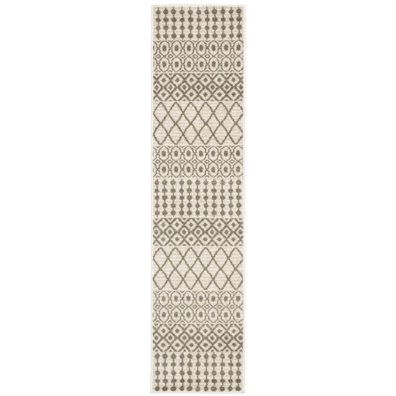 Georgia 717B0 Ivory/ Grey Indoor Area Rug - 1'10" x 7'6"