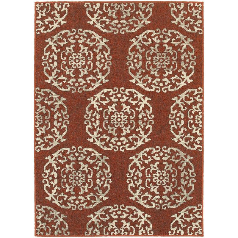 Highlands 6672B Red/ Beige Indoor Area Rug - 9'10" x 12'10"