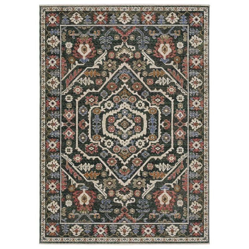 Hastings HA02B Green/ Pink Indoor Area Rug - 7'10" x 10'10"