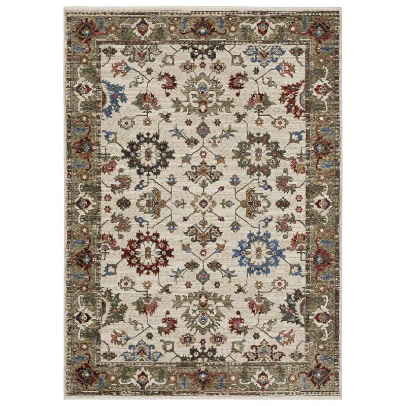 Hastings HA03W Ivory/ Green Indoor Area Rug - 7'10" x 10'10"