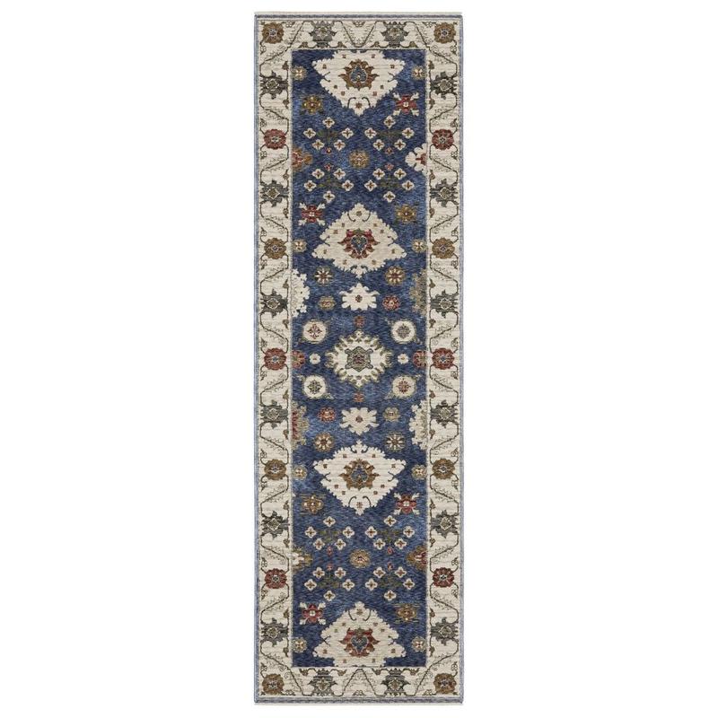 Hastings HA06Z Blue/ Ivory Indoor Area Rug - 2'3" x 7'6"
