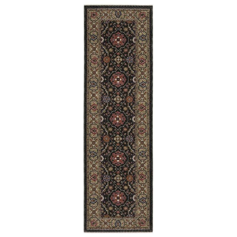 Hastings HA07D Charcoal/ Pink Indoor Area Rug - 2'3" x 7'6"