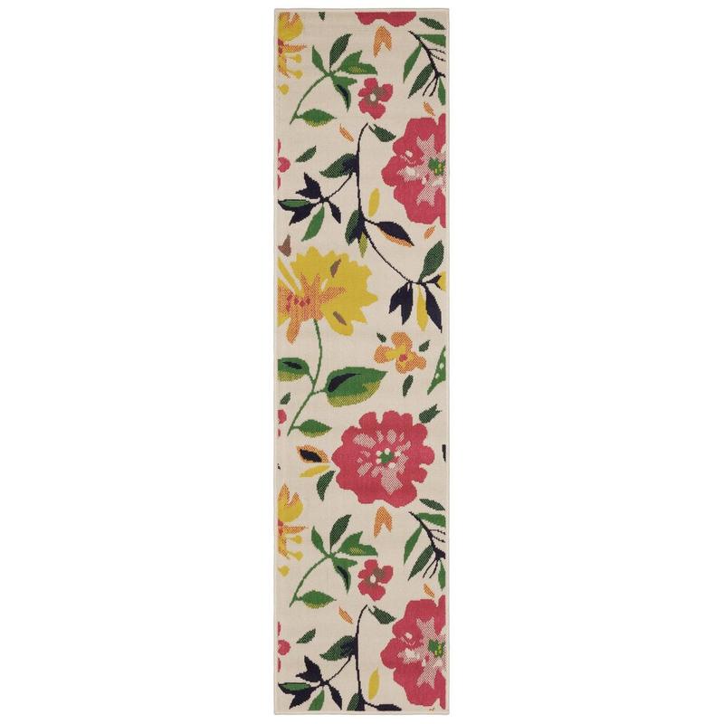 Havana HAV02 Ivory/ Multi Indoor/Outdoor Area Rug - 1'10" x 7'3"
