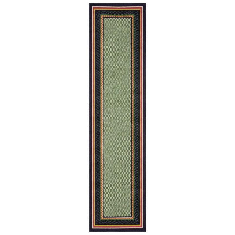 Havana HAV03 Green/ Navy Indoor/Outdoor Area Rug - 1'10" x 7'3"