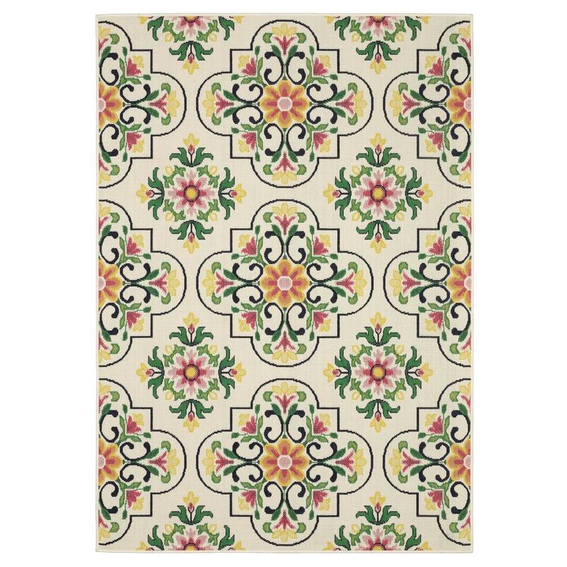 Havana HAV04 Ivory/ Multi Indoor/Outdoor Area Rug - 3'3" x 5'